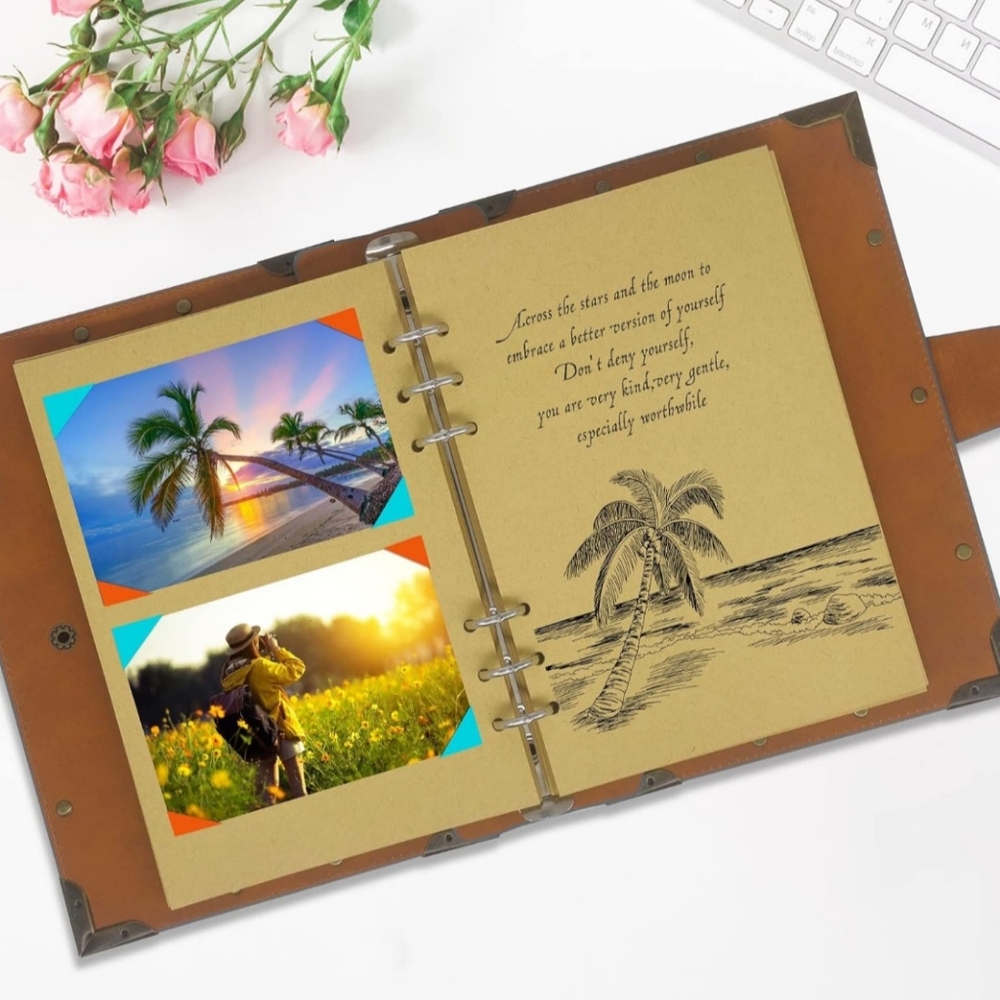 SEEHAN A5 Journal Vintage Binder Journal Notebook 200 Blank Pages PU Leather - Picture 2 of 7